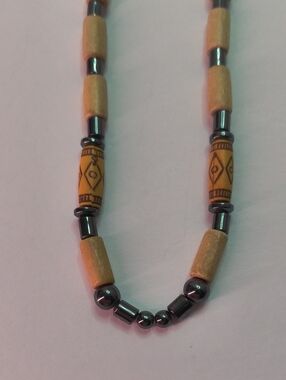 Handcrafted Wooden Bead Necklace in Natural Brown W Barrel Clasp
